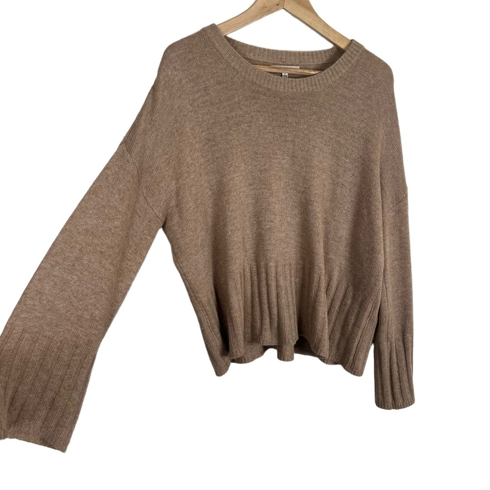 Madewell Crewneck Sweater Small Tan Ribbed Neutral Minimalist Coastal Old Money - Picture 6 of 6